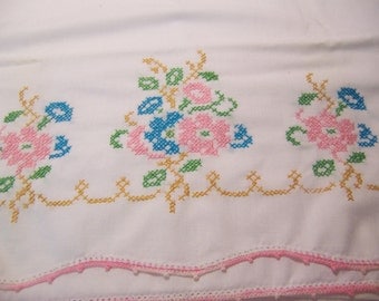 sweet embroidered tubing pillow case