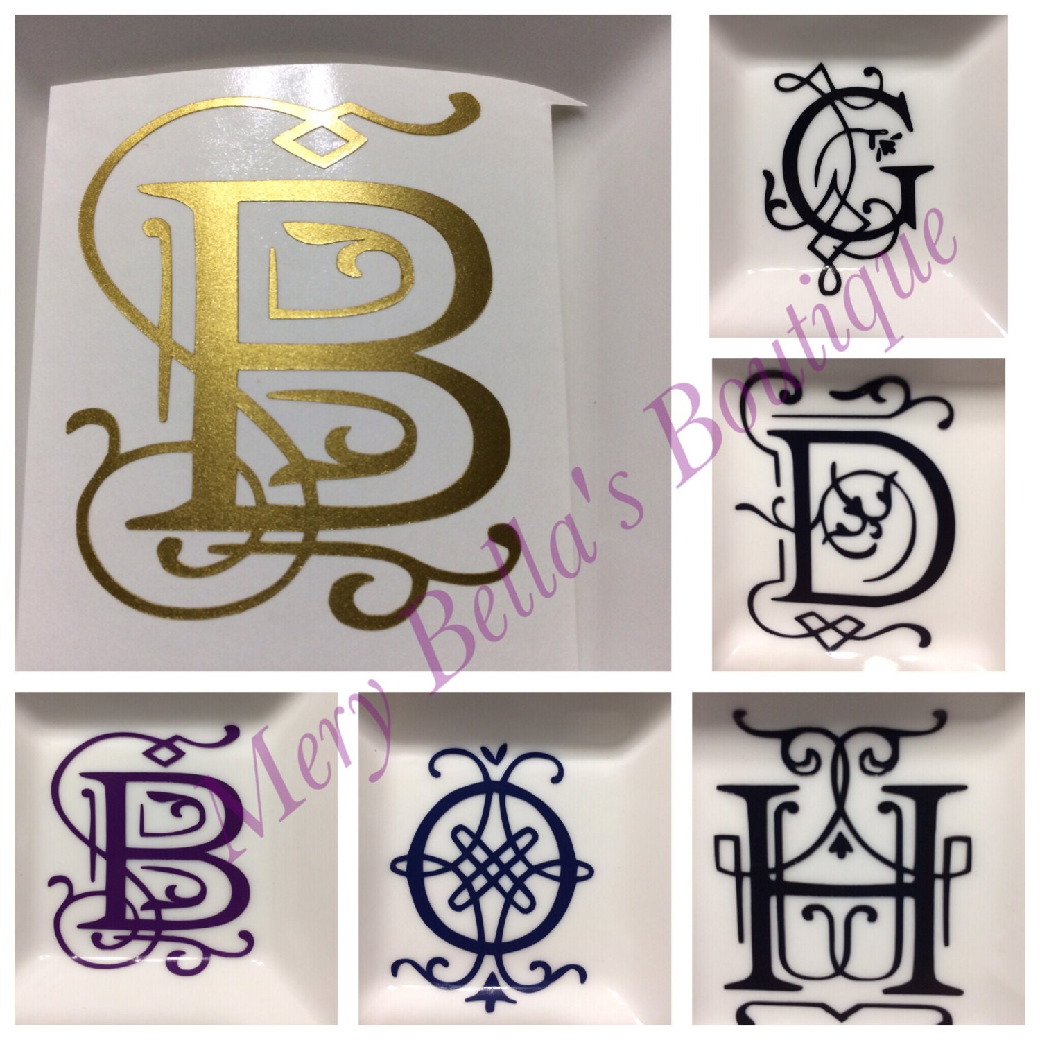 Personalized Vinyl monogram decal /one letter initial/vinyl