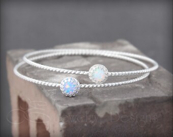 OPAL BRACELET - sterling opal bracelet, opal bangle bracelet, birthstone bracelet, stacking bracelets, stackable bracelets, blue opal, green
