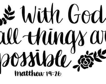 Items similar to With GOD All Things Are Possible on Etsy