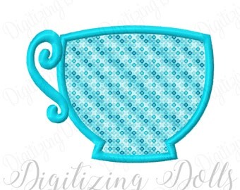 Tea Cup Applique Machine Embroidery Design 3x3 4x4 5x5 6x6 5x7 6x10 Teacup INSTANT DOWNLOAD