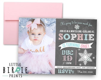 WINTER ONEDERLAND Invitation Chalkboard Invitation Winter Onederland Birthday Party Invitation Winter First Birthday Party