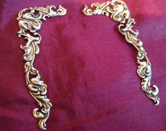 Corner Details Grand Victorian Style Oxidized Silver (1 pair)