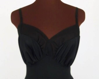 Vintage 50's 60's Full Slip Black Nylon Size 36 / M Van Raalte
