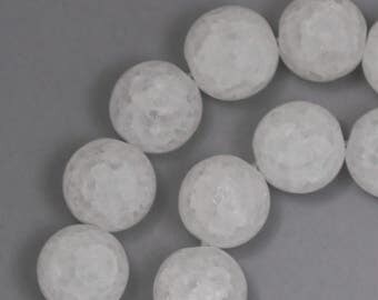 Ice Flake Quartz Beads - 12mm Round - Matte Finish