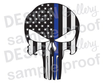 American Flag Punisher- JPG image & SVG DXF cut - Thin Blue Line Mask Skull Helmet Law Enforcement Police Sheriff Printable Digital Iron On