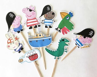 Pirate Peppa Pig Cake toppers