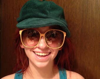 1960s 1970s Wardrobe GO GO Girl Twiggy Large Orange Sunglasses Hippie Boho and 80s Protective Eyeglass Case. Happy to Sell Each Separately