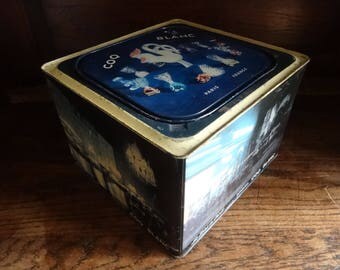 Vintage French Coq Blanc Bonbons Les Foies De Paris Large Storage Tin Container Collectable Kitchen Display circa 1950-60's / English Shop