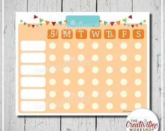 Chore Chart | Children's Chore Chart | Orange | EDITABLE Chore Chart | Printable Weekly Chart | Chart for Chores | Chart | Horizontal