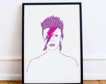 David Bowie Poster | Ziggy Stardust Art | Glam Rock | Minimalistic Art |Portrait