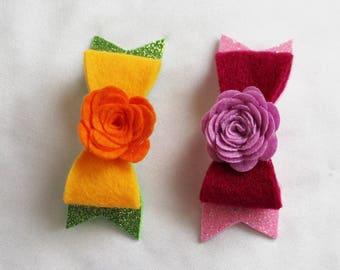 Pink Hair Bow - Orange Hair Bow - Baby Hair Clip - Glitter Hair Bow - Glitter Hair Clip - Ready to ship