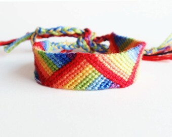 Rainbow friendship bracelet, rainbow stripes bracelet, colorful cotton bracelet (made to order)