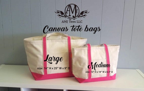 Monogrammed Canvas Tote Bag personalized women bag large