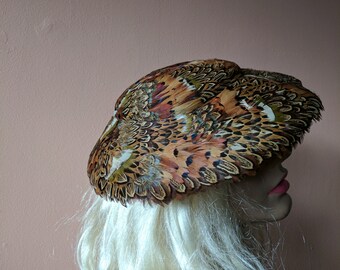 1940s Pheasant Feather Platter Hat