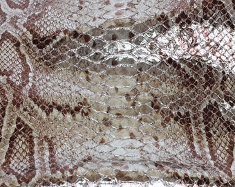 New Snakeskin Print Genuine Leather, Metallic Silver and Brown Goat Skin