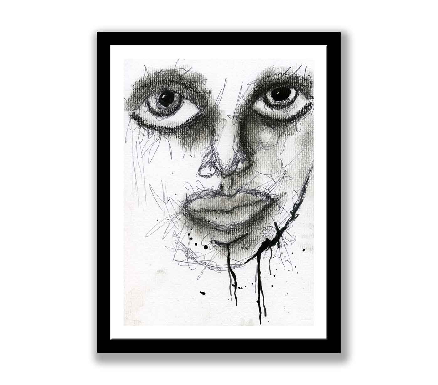 Abstract face drawing created with Charcoal by PaintingsbySimon