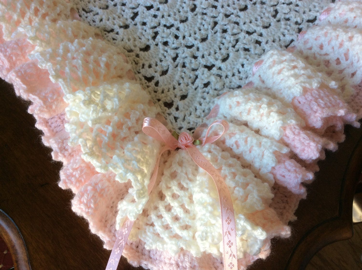 Crochet baby blanket,full double ruffles and frills,you choose colors