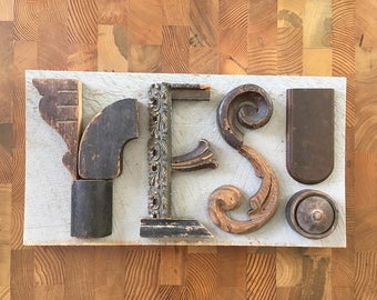 YES sign, wood sign, wood wall art, architectural salvage, original typography, mixed media assemblage ORIGINAL ART by Elizabeth Rosen