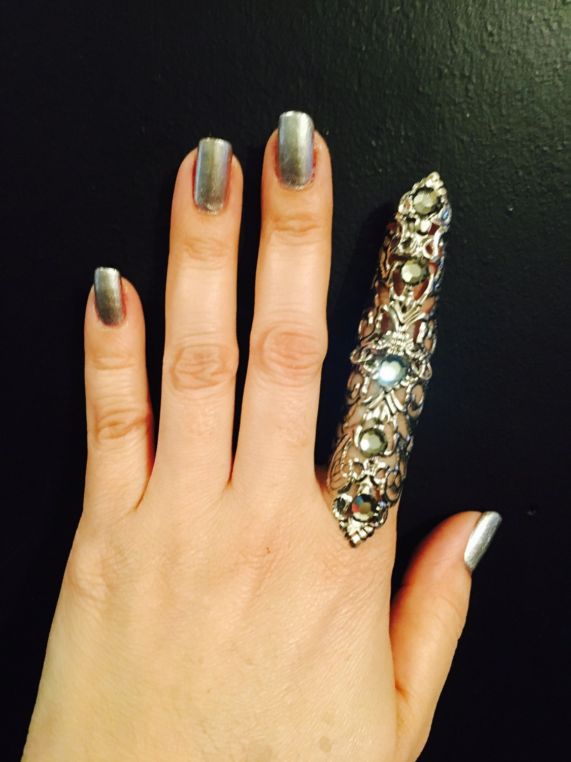 Shield nail guardFull finger ring armor ring vintage style