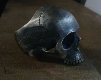 Half Skull Human Skull Ring - Sterling Silver