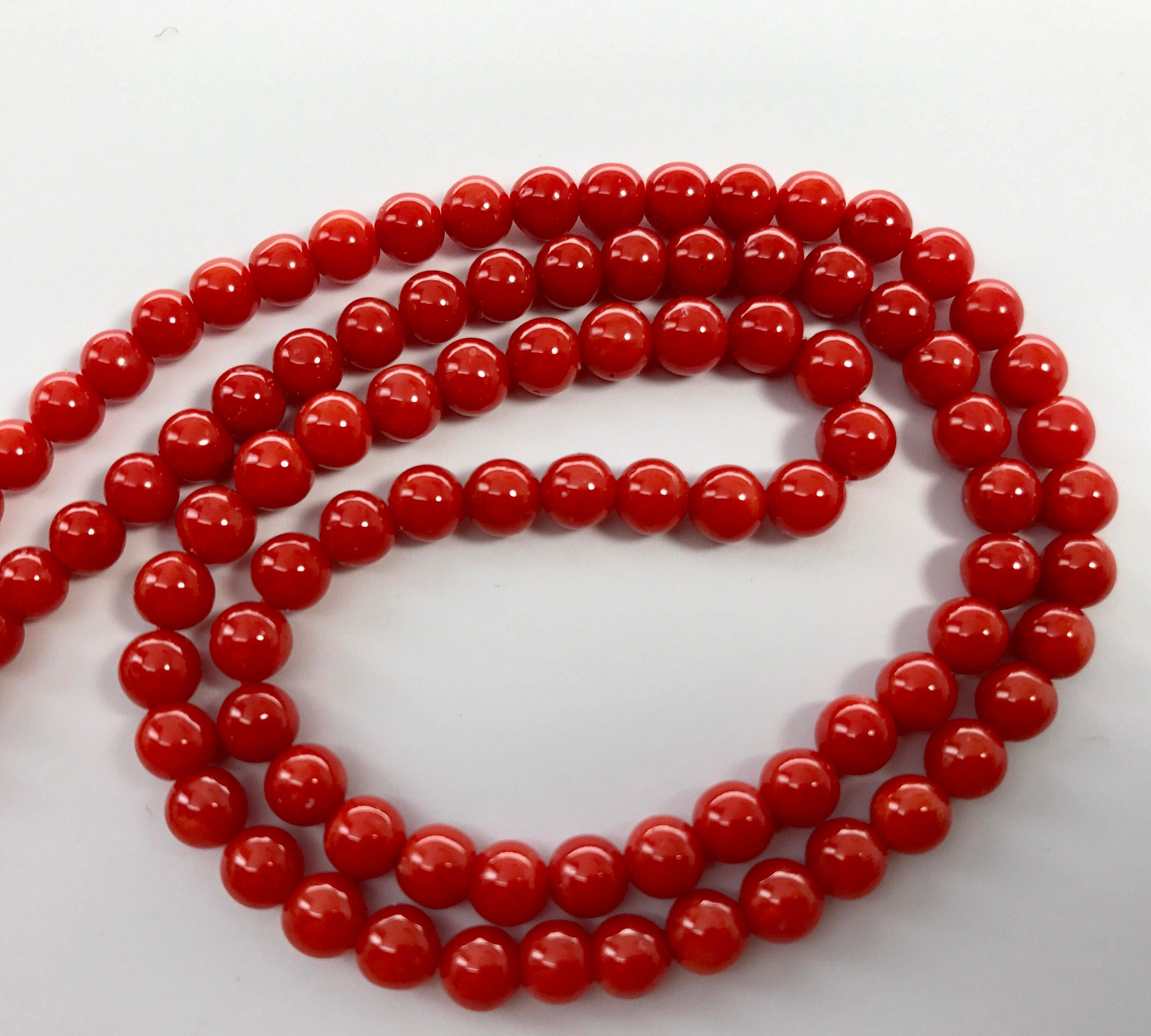 Genuine top dark red italian coral 17 inches 4.00-4.25 mm 14.3g ...