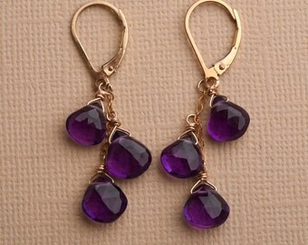 Amethyst Earrings, February Birthstone, Gemstone Earrings, Purple Gemstone, Purple Amethyst, Dangle Earring