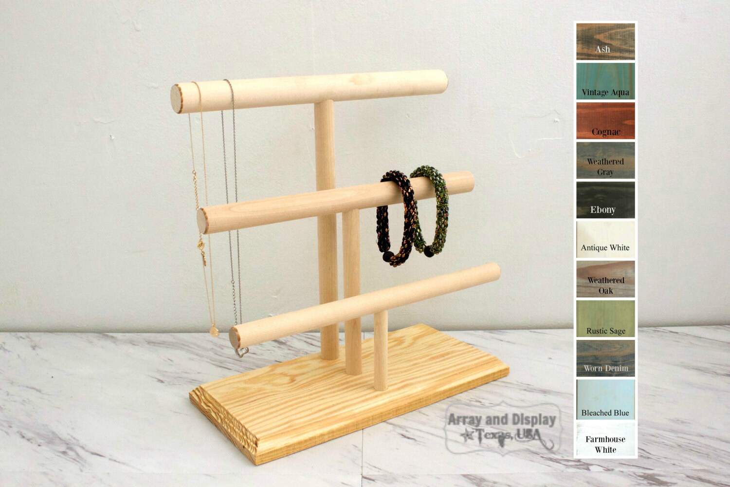Wood Jewelry Display Bracelet Display 3Tier by ArrayandDisplay