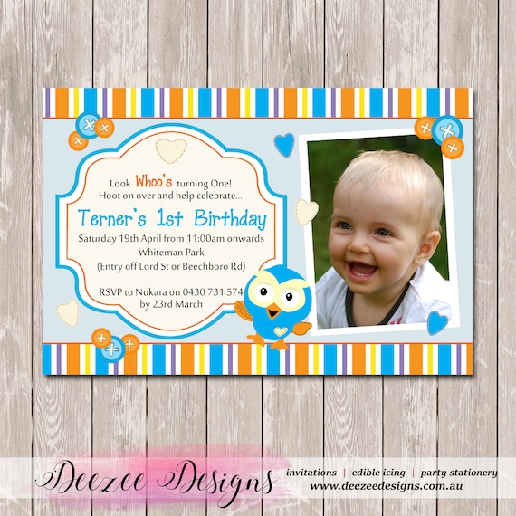 Hoot Owl Photo Personalised Birthday Invitation - YOU PRINT Il_570xn