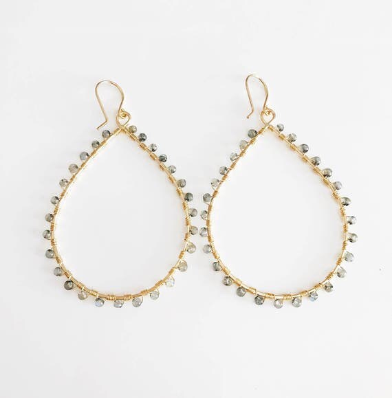 Earring Anne Labradorite earrings labradorite hoop