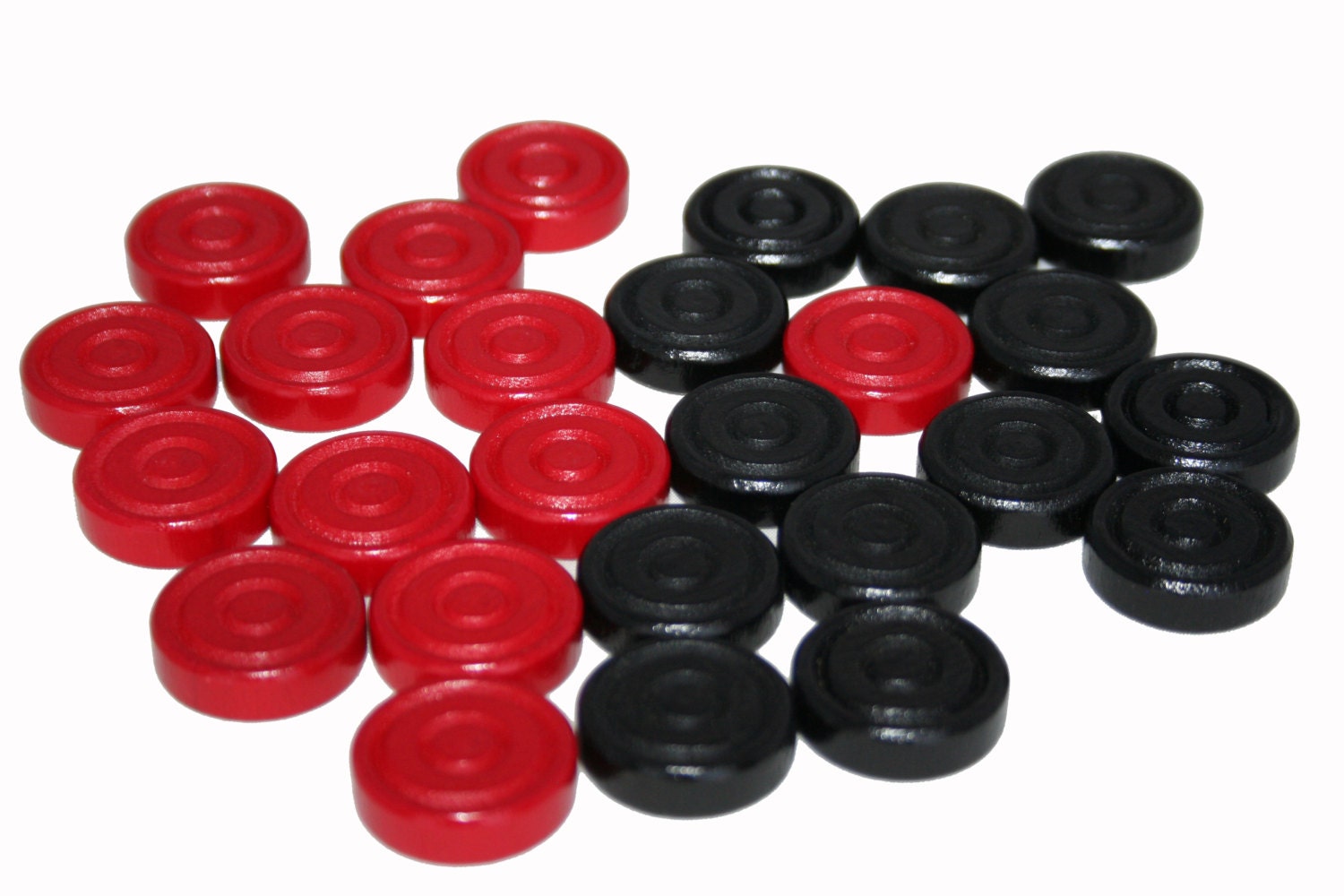 25 Black OR Red Wood Checkers Game Pieces Checkers Game Game