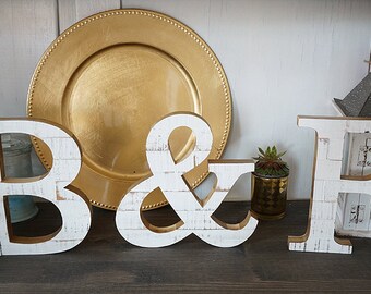 Wooden letters, 7,4" Wooden initials, Distressed, Wall decor, Shelf decoration