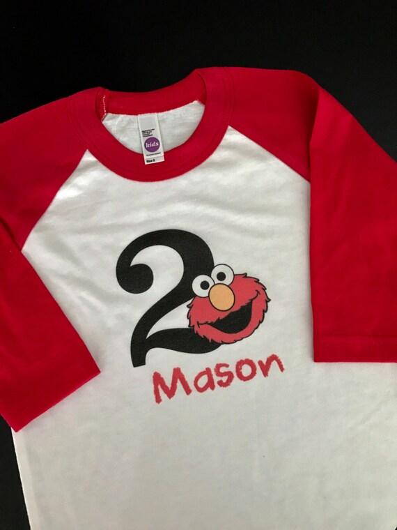 Personalized Elmo Birthday Raglan Shirt Elmo Birthday Shirt