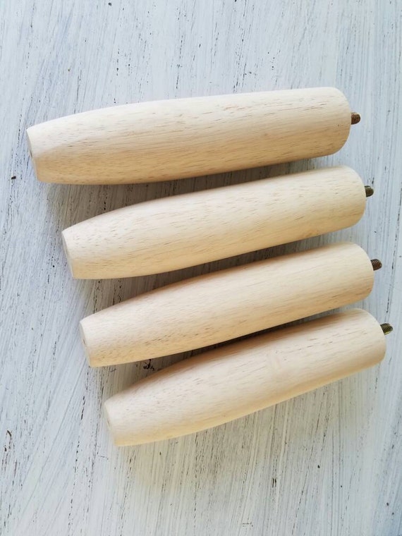 Four Wood Long Feet Tapered Unfinished Furniture Feet