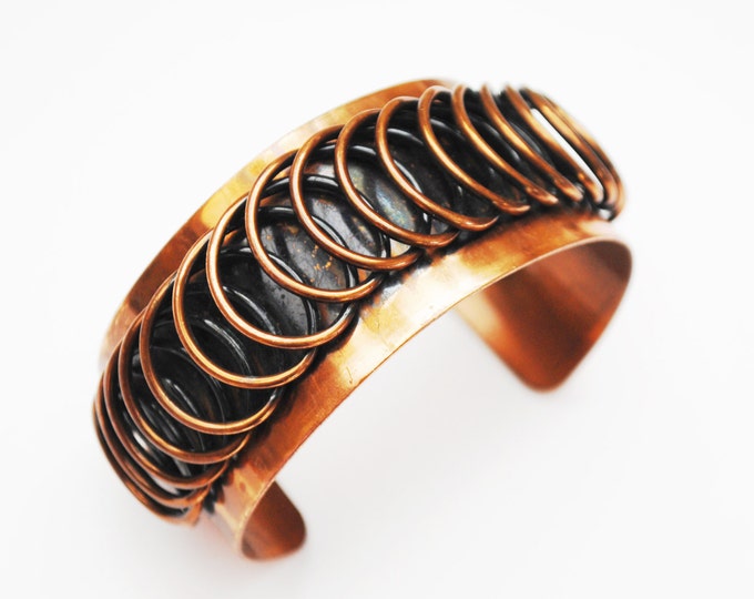 Renoir Copper Cuff Bracelet - Coil Modernistic - Mid century Mod - chunky Bangle