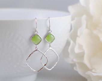 The Sophie Earrings - Green Apple/Silver