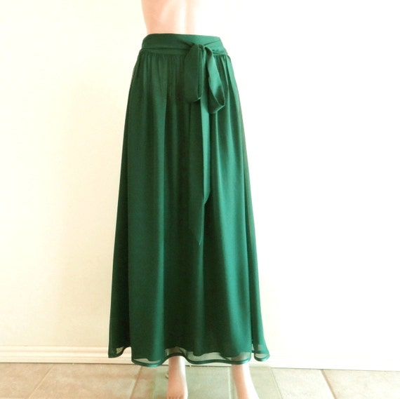 Dark Green Bridesmaid Skirt. Dark Green Maxi Skirt. Floor