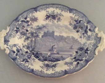 Blue and White Candy Dish with Handles