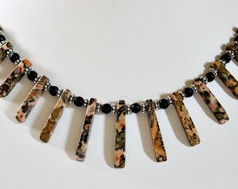 Unique,Graduation Gift,Anniversary Gift,For Wife,Sister Gift,50th,40th,Birthday Gift,Leopardskin Jasper,Retirement Gift,For Woman,Necklace