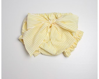Striped Baby Bloomers, diaper covers, with front bow - Available in various colors
