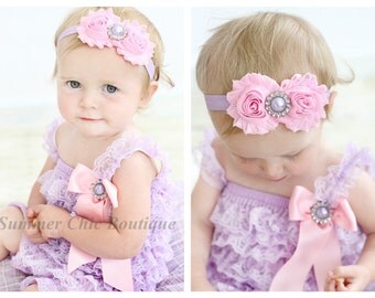 Romper and Headband Set, Lavender Petti Romper 2 PC SET, Lace Romper, Petti Romper, Baby Romper, Lavender Romper and Headband set