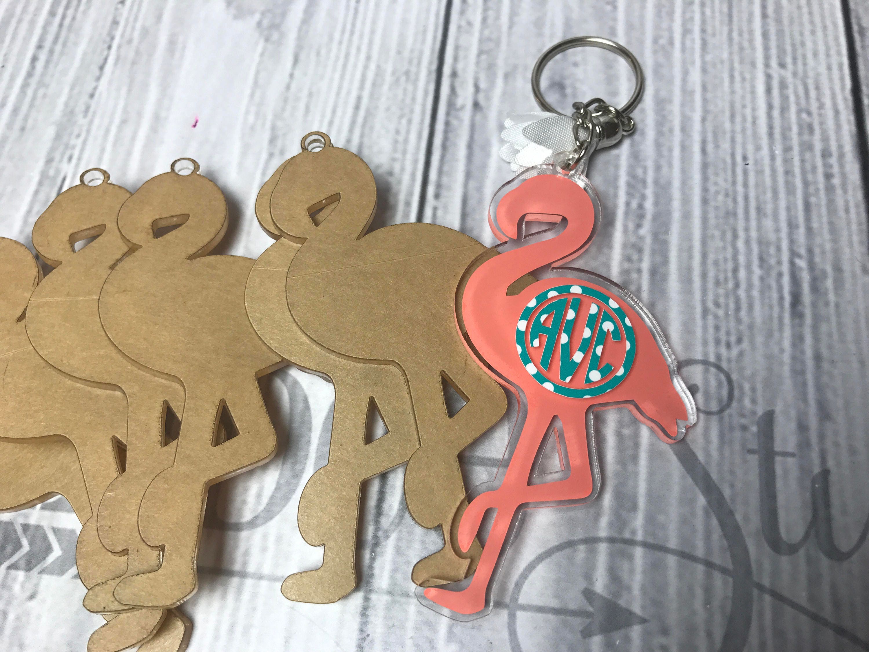 Acrylic flamingo clear KeyChain BLANKS SET OF 10 Acrylic