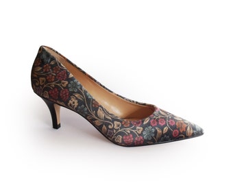 Sale, Party heels, Floral velvet heels, Leather pumps, Pumps shoes, Leather shoes, Floral heels, Heels pointy shoes, Womens pumps