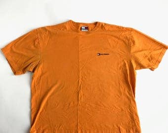 Vintage TOMMY HILFIGER Tshirt Mens XXL Orange 90's