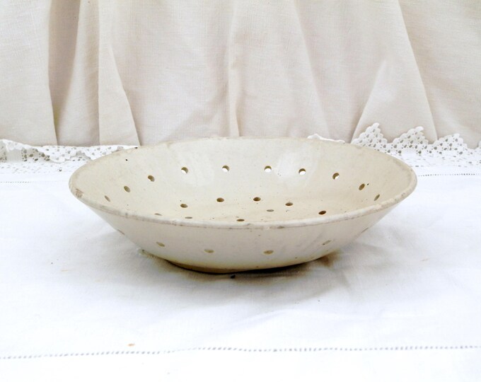 Antique French Ironware " Terre de Fer " Chroisy le Roi Strainer Plate, Berry Bowl, Cheese, Colander, French Country, Cottage, Shabby, Chic Antique French Ironware " Terre de Fer " Chroisy le Roi Strainer Plate, Berry Bowl, Cheese, Colander, French Country, Cottage, Shabby, Chic