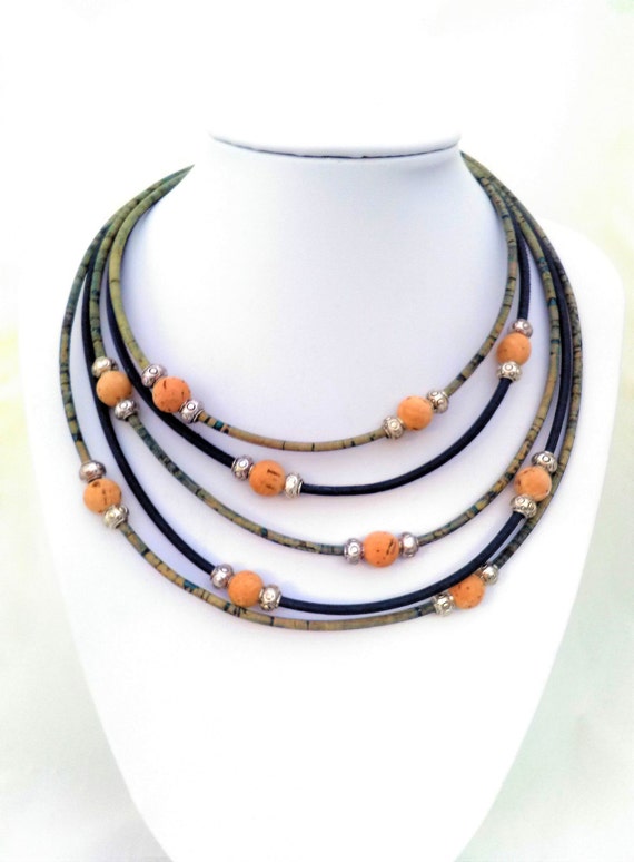 Portuguese Multi Strand Necklace Cork Necklace Portuguese