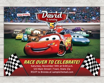 Disney Cars Birthday Invitation - Printable File or Printed Invitations