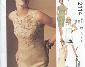 McCall's 2114 Size 12-14-16 Bust 34-36-38 Creative Clothing Misses' Lined Dress in Two Lengths Sewing Pattern 1999 Uncut