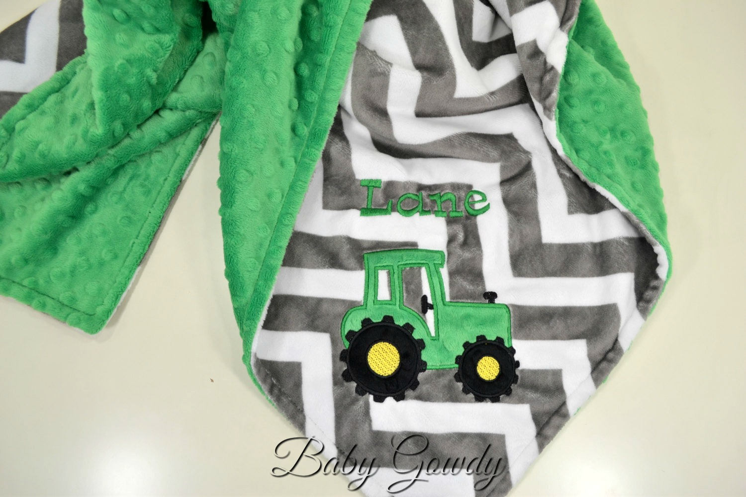 Personalized Baby Blanket Tractor Baby Blanket Charcoal