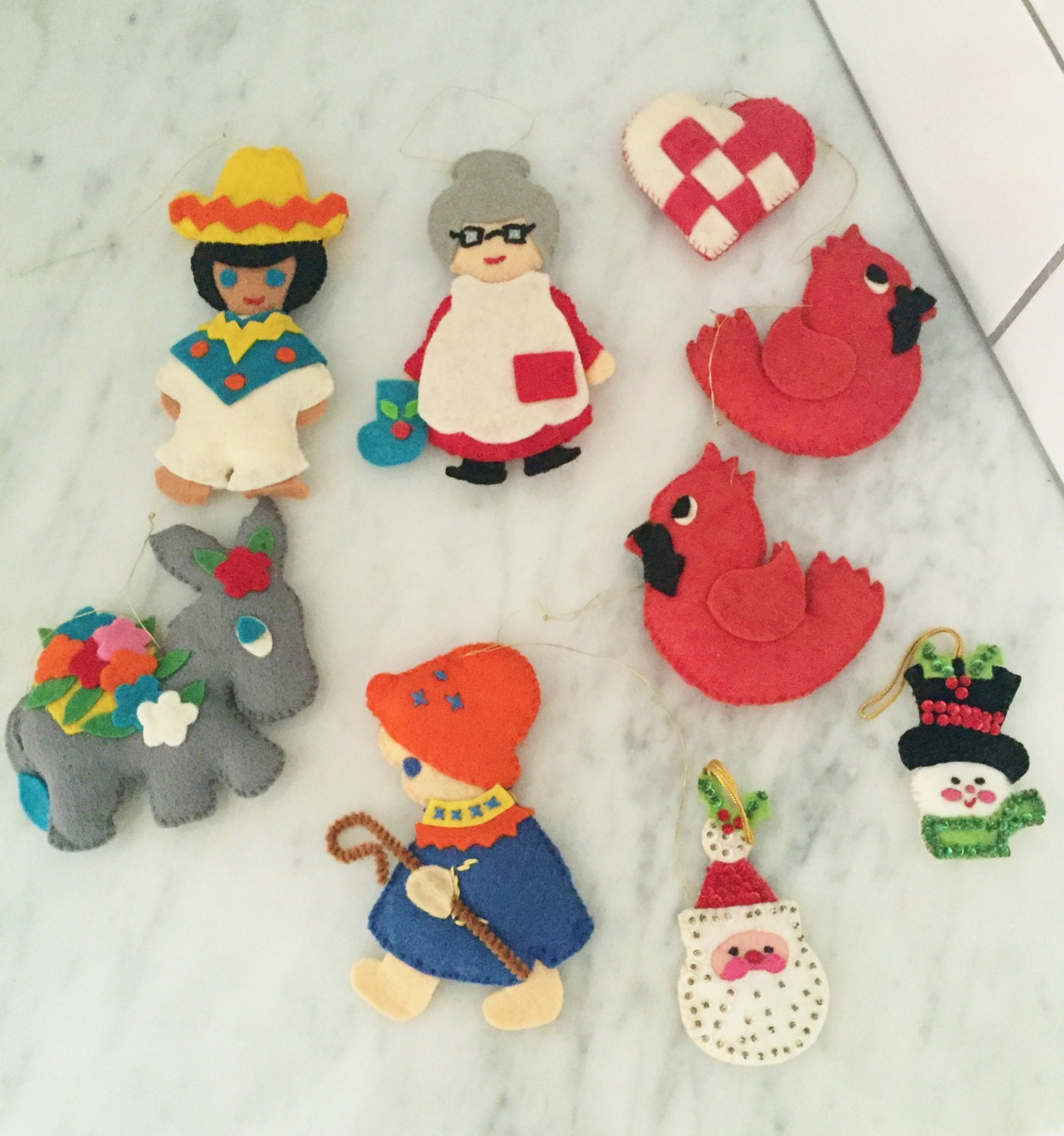 Vintage Felt Christmas Ornaments 